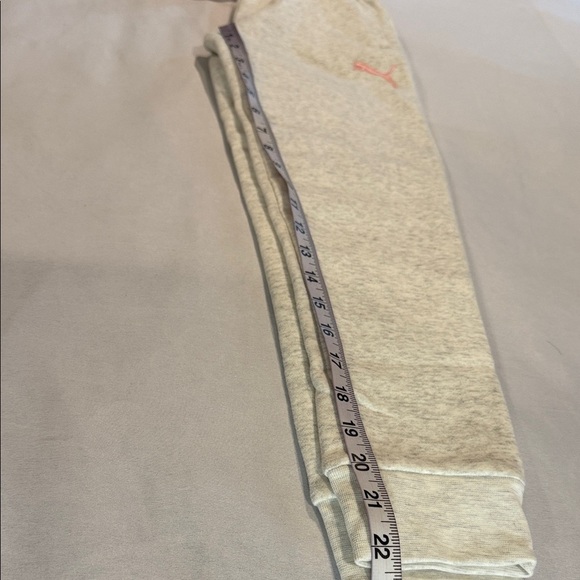 Puma Girl’s Grey Heather & Pink Sweatpants Fleece Cuffed Size M (7/8) - Picture 5 of 10